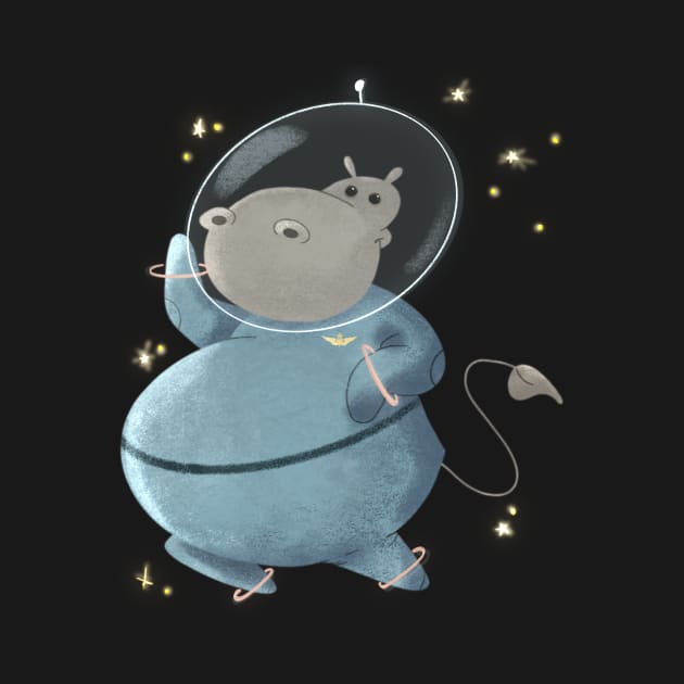 Hippopotamus in Space by Prickly illustrations 