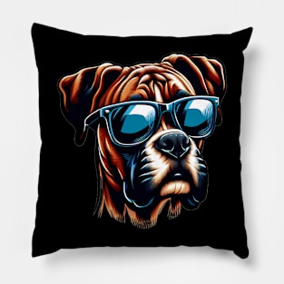 Funny Boxer Dog with Sunglasses Pillow