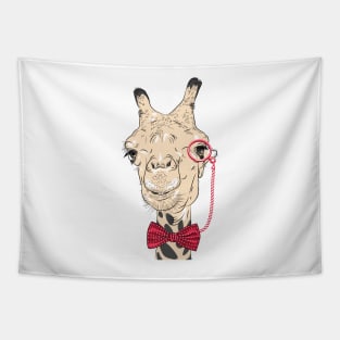 Giraffe hipster in eyeglasses and bowtie Tapestry
