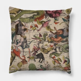 Vintage Celestial & Astrological Star Chart (1717) Pillow