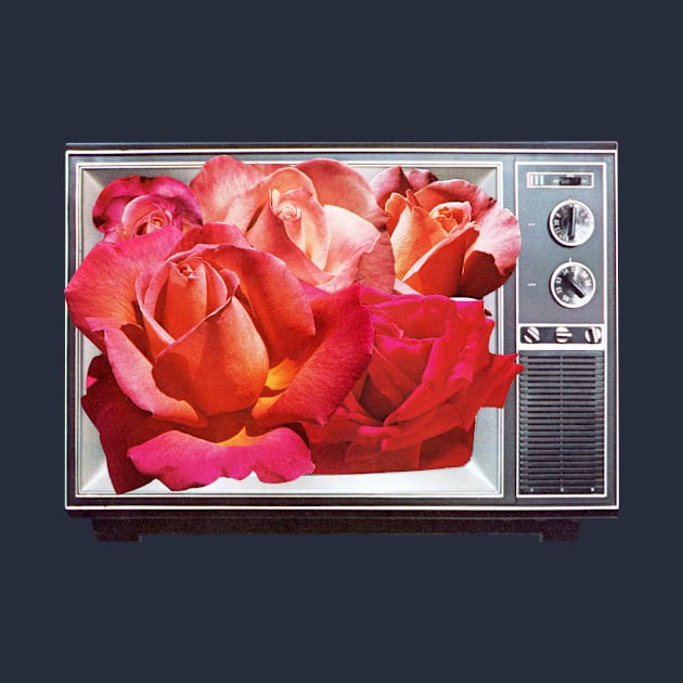 Retro TV with Rose Bouquet Collage by studiogooz