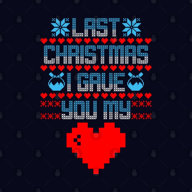 Funny 80's Heart Pixel Art Inspired Ugly Christmas Sweater by BoggsNicolas