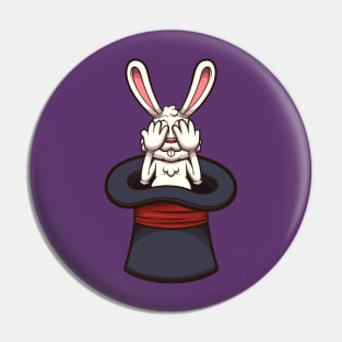 Hiding White Bunny In Magician Hat Pin