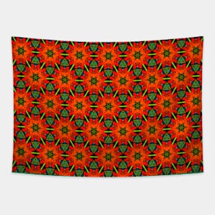 Red poppy floral honeycomb tile pattern Tapestry