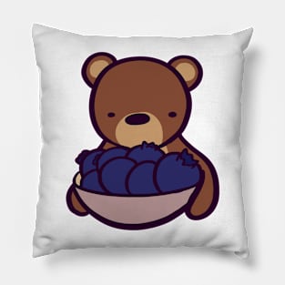 Grizzly Bear with Blueberries Pillow