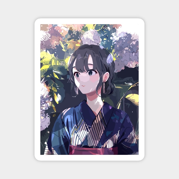 Cute Kimono Girl Magnet by JamesCMarshall
