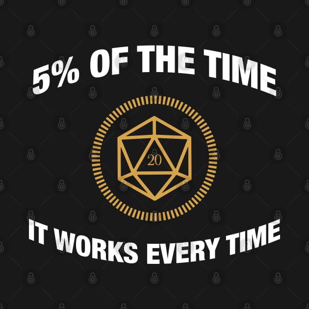 D20 Dice 5 Percent of the Time It Works Everytime - RPG by pixeptional