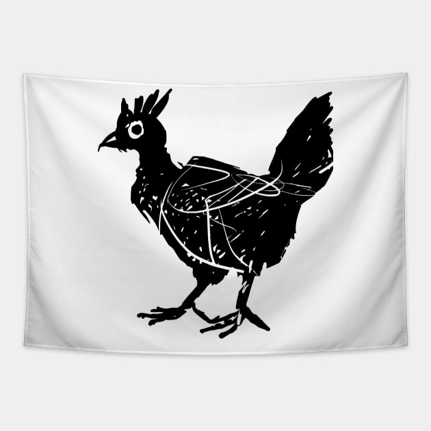 black chicken Tapestry by Nikokosmos