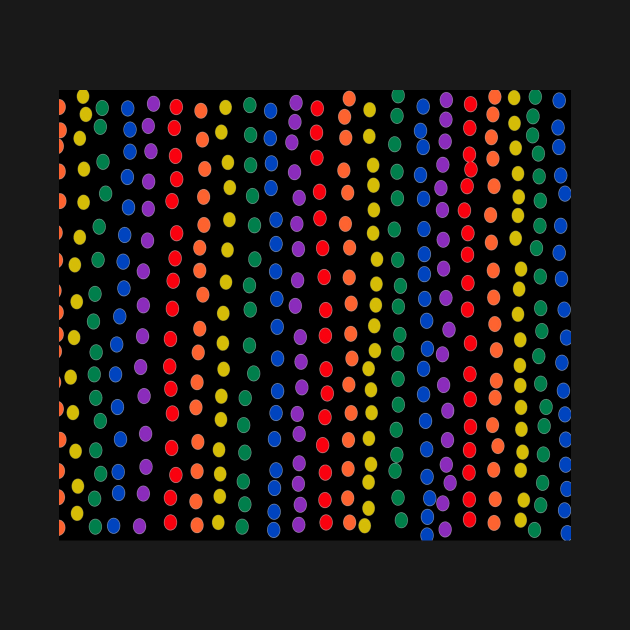 Rainbow Candy Dots on Black by DanielleGensler