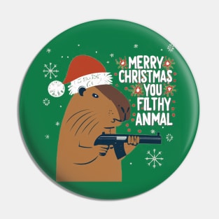 Merry Christmas Capybara Pin