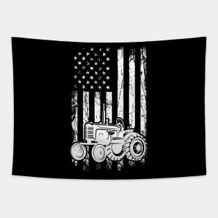 Farm Tractor American Flag Patriotic Farming USA Tapestry