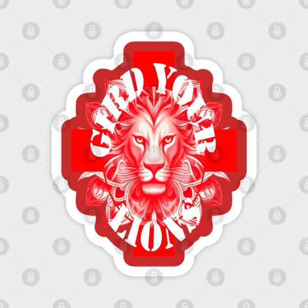 Gird Your Lions England Coach Fun Idiom White Text Red Lion Magnet by taiche