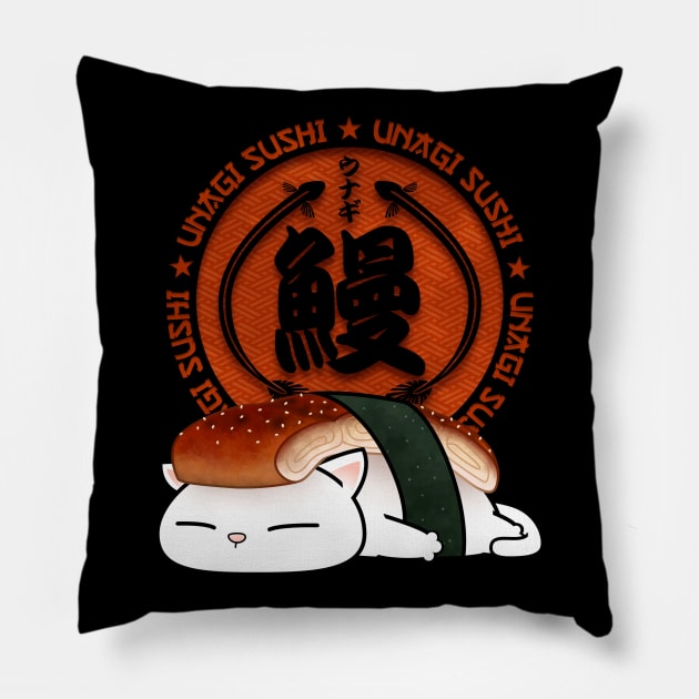 Chubby Cat Unagi Sushi Pillow by Takeda_Art