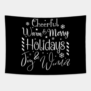 Cheerful Warm & Merry Holidays in Light Font Tapestry