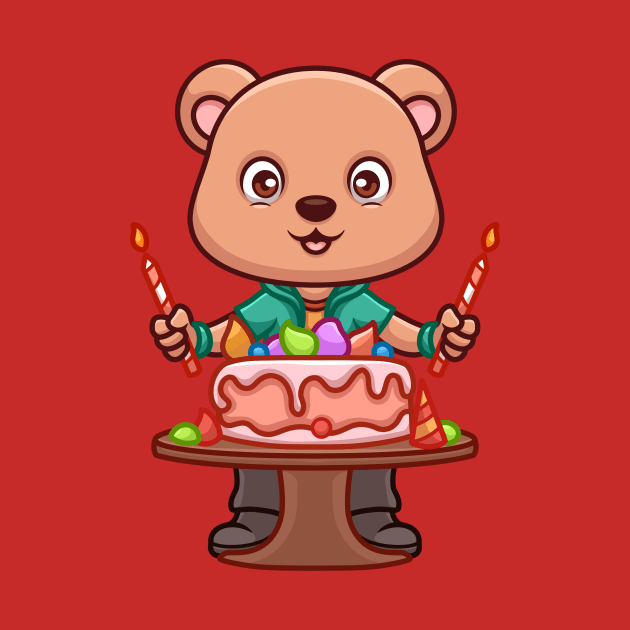 Birthday Bear Cute Cartoon by GumregaStd