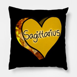 Sagittarius Yellow Love Heart Pillow