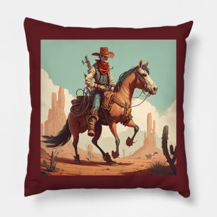 Colourful Illustration of Cowboy Kerm Pillow