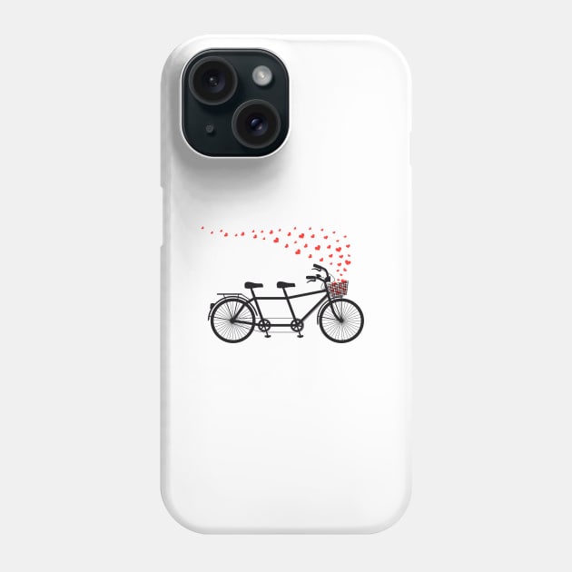 tandem bicycle and flying red hearts for Valentine's day, wedding invitation Phone Case by beakraus