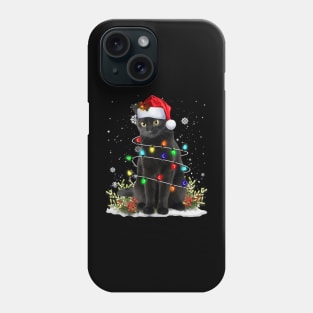 Black Cat Santa Christmas Family Matching Pajamas Xmas Phone Case