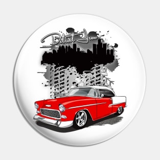 1955 Gypsy Red Chevy Bel Air Detroit Iron Print Pin