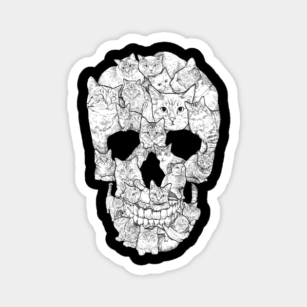 Cat Skull Magnet by Dinny