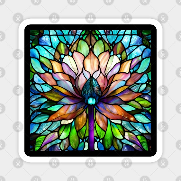 Stained Glass Lotus Flower Magnet by Chance Two Designs