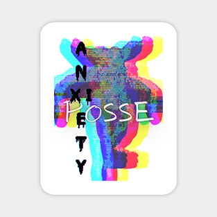 Anxiety Posse Collection-B&W Creature with Red and LIme Lettering Magnet