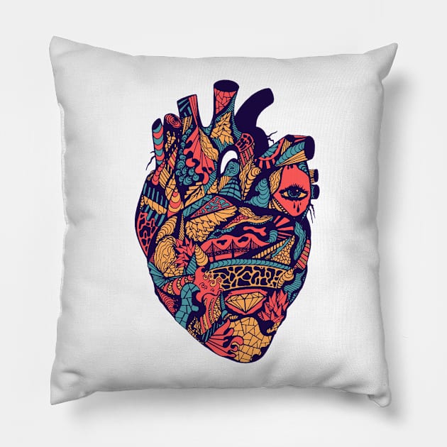 Retro Triad Transparent Heart Pillow by kenallouis