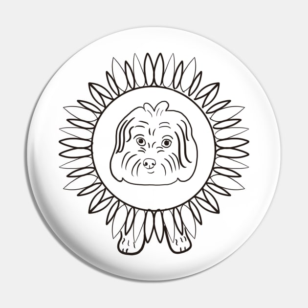 Maltipoo Sunflower Pin by PatternbyNOK