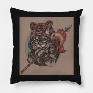 Viking Cat Bear (with fish) Pillow