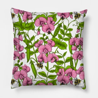 Sweet peas and bumblebees 4 Pillow