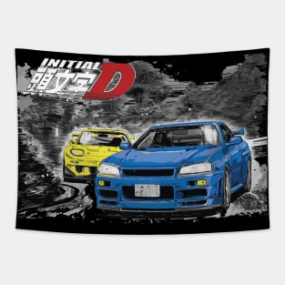 INTIAL D fd VS GTR R34 RX7 BATTLE ANIME Tapestry