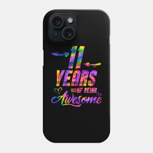 11th Birthday Gift Idea Tie Dye 11 Year Of Being Phone Case