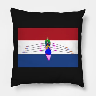 Rowers Rowing on Dutch Flag Pillow