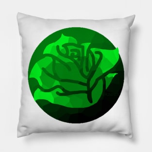 Green Stained Glass Rose Pillow