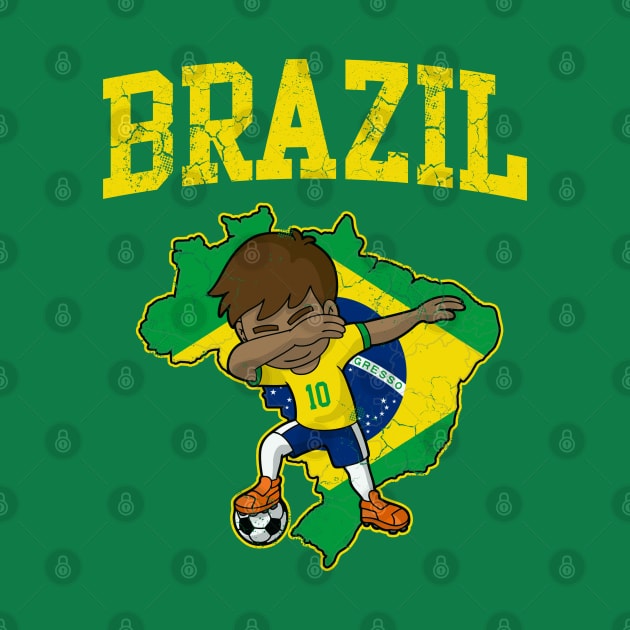 Brazil Soccer Football Boy Brazilian Flag Map by E