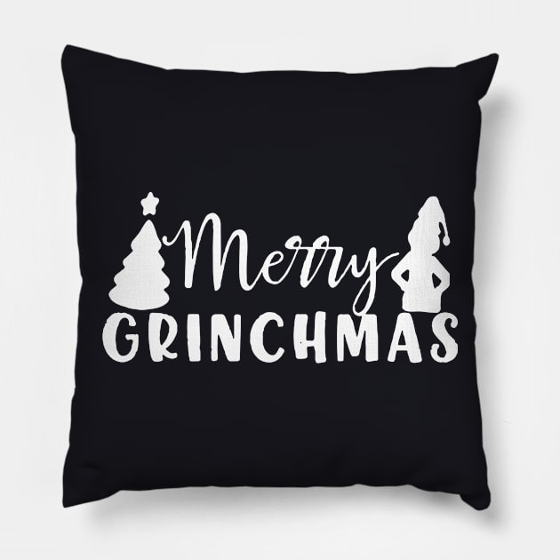 Merry Grinchmas Men Woman Black And White Shirt Wife Pillow by dieukieu81