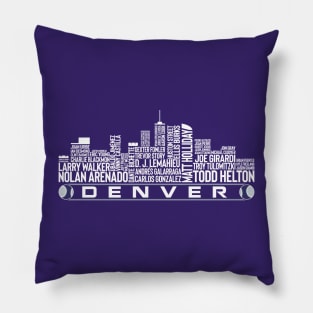 Colorado Baseball Team All Time Legends, Denver City Skyline Pillow