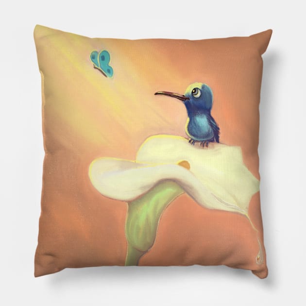 Little Hummingbird Pillow by Artofokan