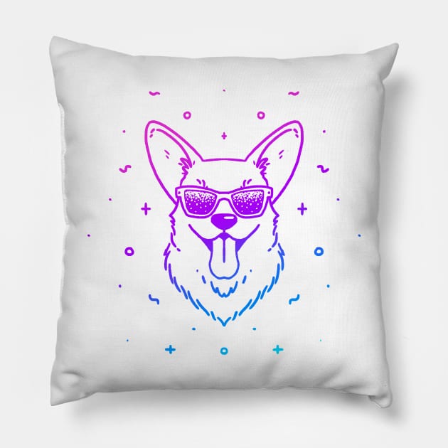 Cool Corgi (version I) Pillow by CorinnaSchlachter