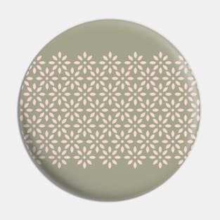 Floral Geometrical Pattern, Color Block Peach and Green Pin