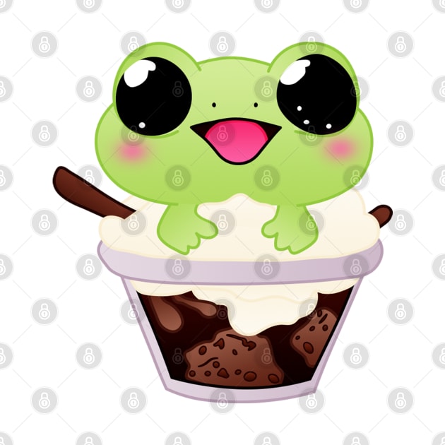 Froggy Delight - Whimsical Frog in Ice Cream Sundae by JashaCake