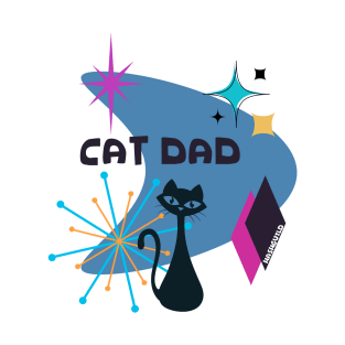 Retro Geometric Cat Dad T-Shirt