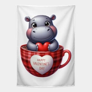 Valentine Hippo In Tea Cup Tapestry