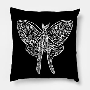 Zen Luna Moth Black and White Pillow