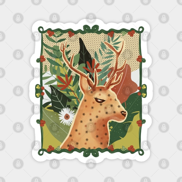 Floral deer Magnet by Mimie20