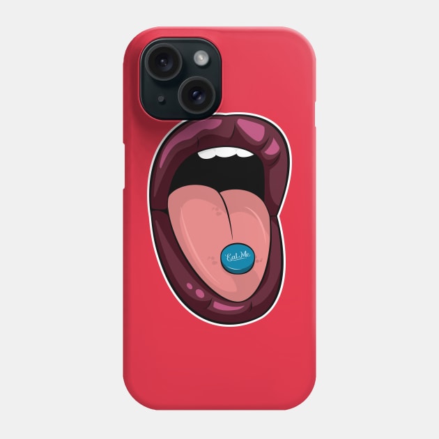 Purple Lipstick Eat Me Blue Pill Phone Case by Hixon House