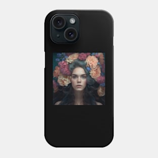 Girl with grey hair and flowers Phone Case