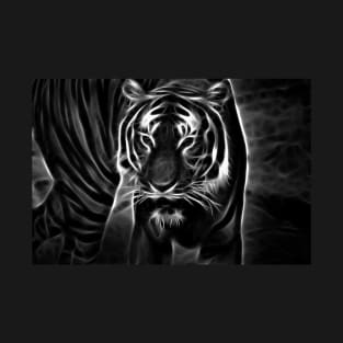 tiger, glowing tiger, black and white T-Shirt