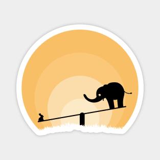 rabbit and elephant playing seesaw Magnet